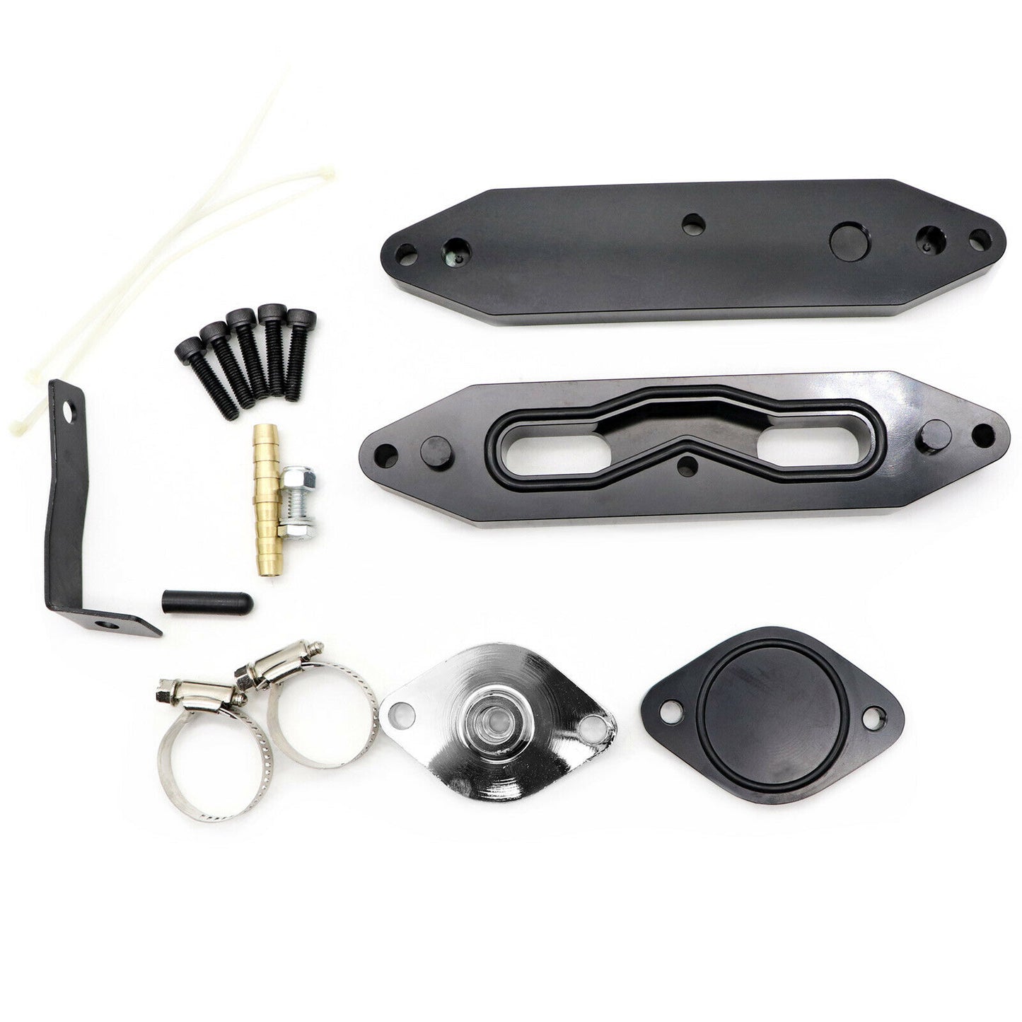 EGR Valve Cooler Delete Kit W/ Passthrough Plate Coolant Line OEM:BC3Z-18472-E For 11-19 Ford F-250 F-350 F450 F550 6.7L Powerstroke Diesel -