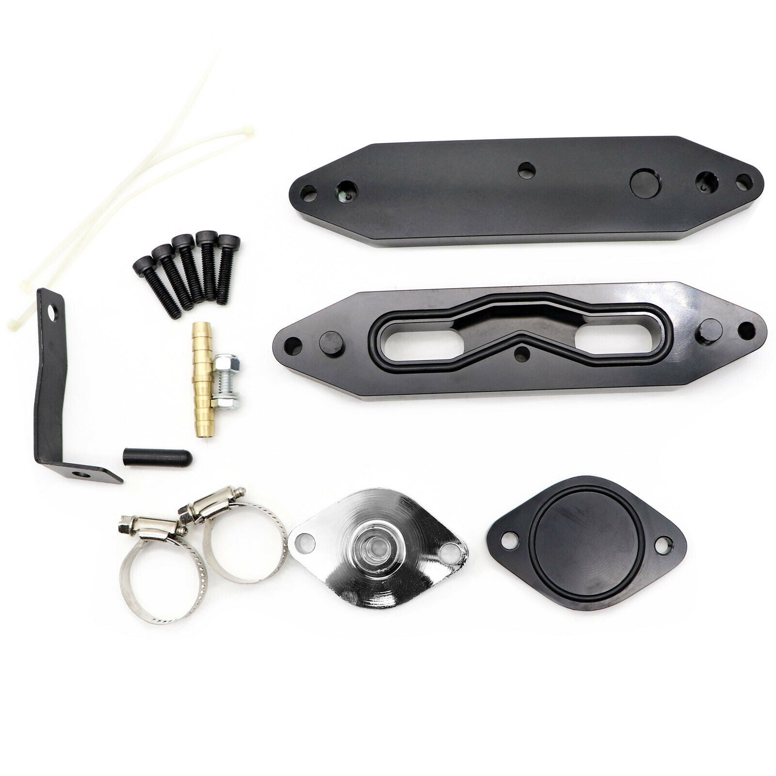 EGR Valve Cooler Delete Kit W/ Passthrough Plate Coolant Line OEM:BC3Z-18472-E For 11-19 Ford F-250 F-350 F450 F550 6.7L Powerstroke Diesel -