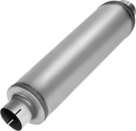 Inlet Diesel Exhaust Muffler, 4 & 5 Inch Inlet/Outlet Resonator Muffler Straight Through Stainless Steel 30" Whole Length,Welded On Exhaust Tip- -  5"